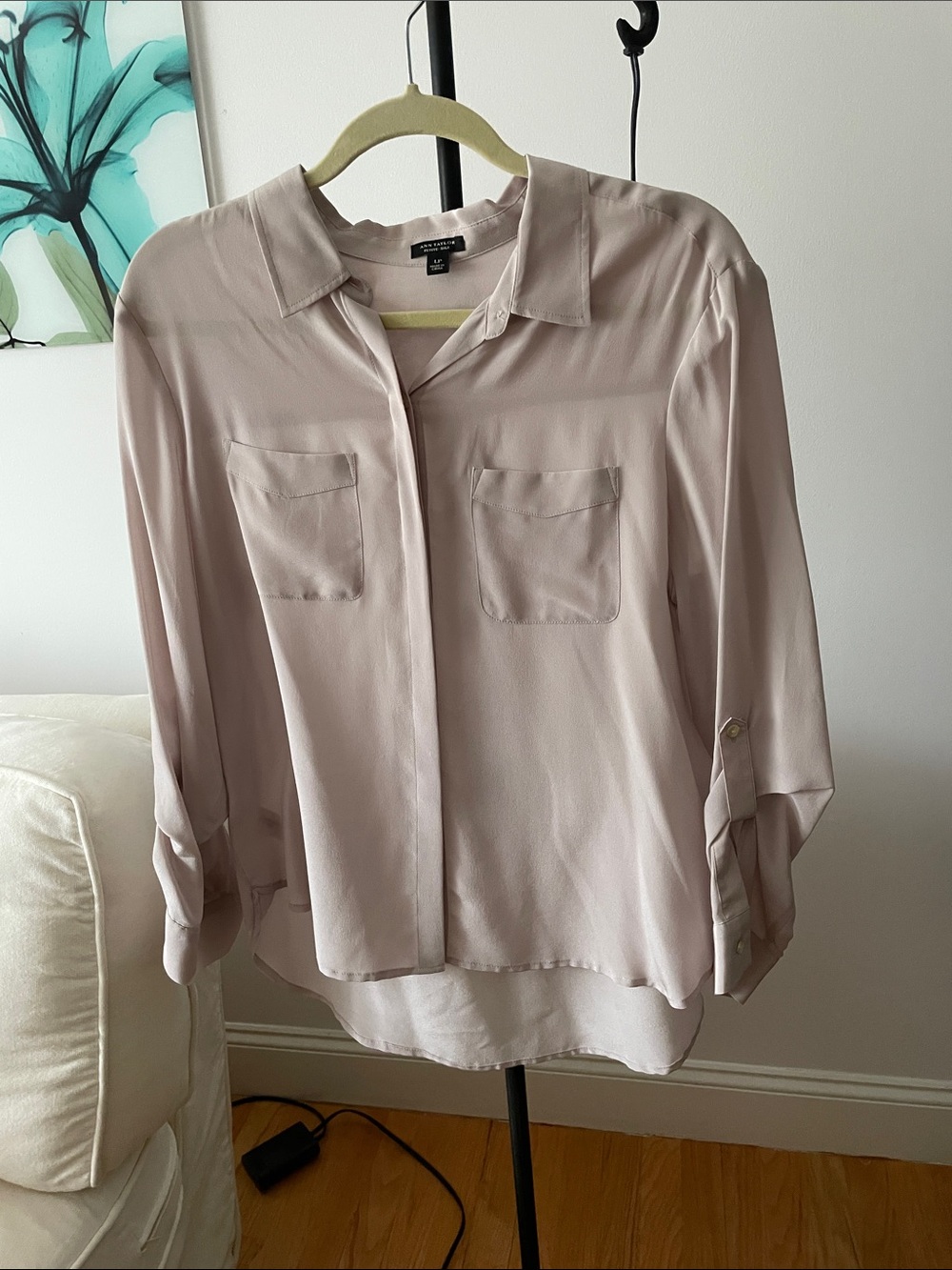 Ann Taylor Petite Silk Blouse in Light Pink